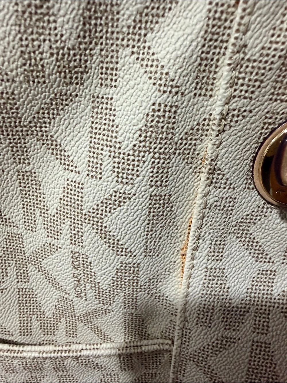 Michael Kors Beige Logo Canvas Tote with Tan Trim